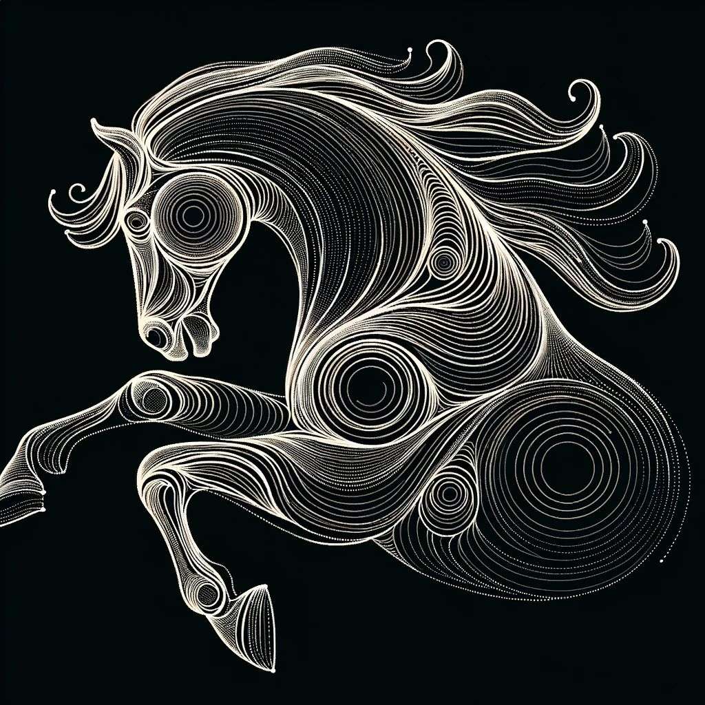 a detailed image of a horse, created by using Fourier series
